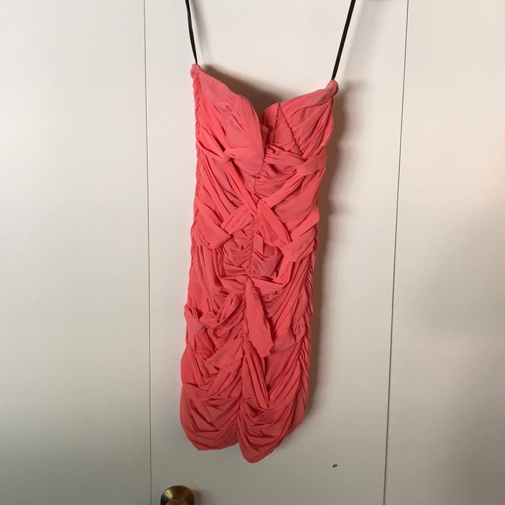 Peach Scrunch Strapless Dress